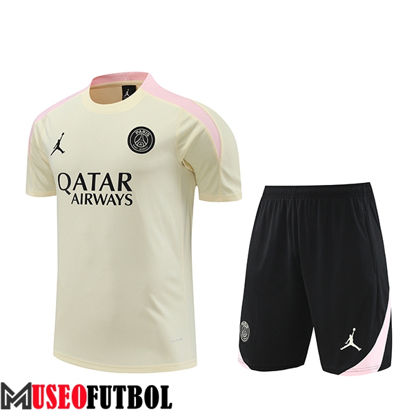 Camiseta Entrenamiento + Cortos PSG Beige/Rosa/Negro 2024/2025