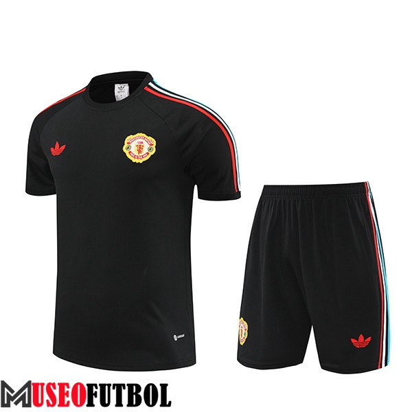 Camiseta Entrenamiento + Cortos Manchester United Negro 2024/2025 -06