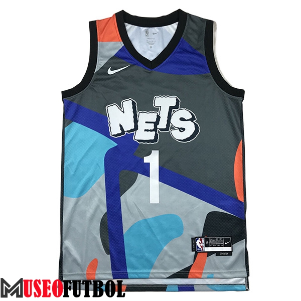 Camisetas De Futbol Brooklyn Nets (BRIDGES #1) 2024/25 Gris/Azul/Naranja