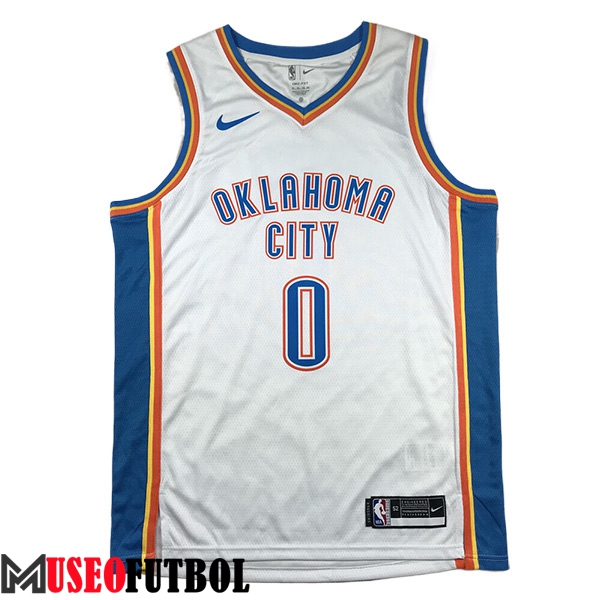 Camisetas De Futbol Oklahoma City Thunder (WESTBROOK #0) 2024/25 Blanco/Azul