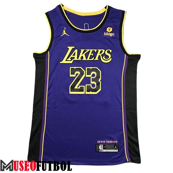 Camisetas De Futbol Los Angeles Lakers (JAMES #23) 2024/25 Violeta/Negro/Amarillo -02