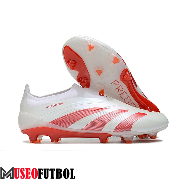 Adidas Botas De Fútbol PREDATOR ELITE LACELESS BOOTS FG Blanco/Rojo