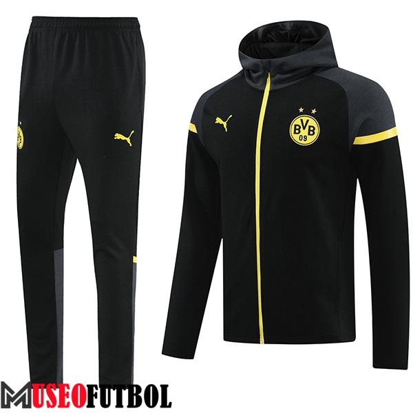 Chaqueta Con Capucha Chandal Rompevientos Chaqueta Dortmund Negro/Amarillo 2024/2025