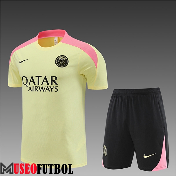 Camiseta Entrenamiento + Cortos PSG Ninos Amarillo/Rosa/Negro 2024/2025