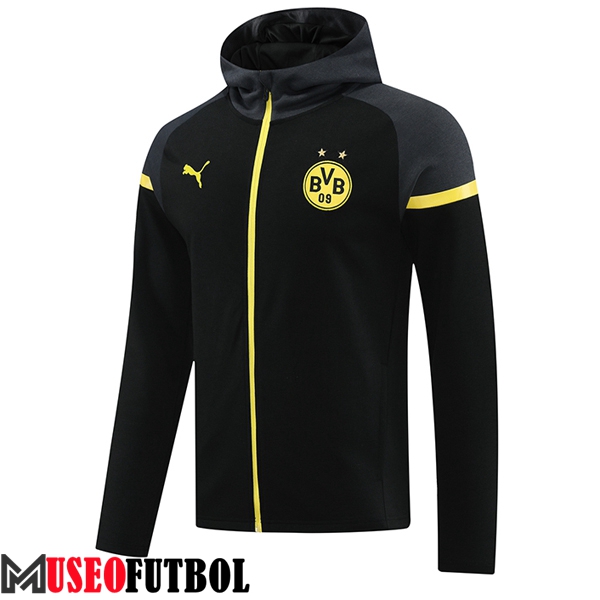 Chaqueta Con Capucha Dortmund Negro/Amarillo 2024/2025