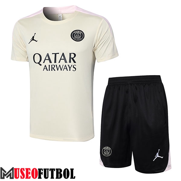 Camiseta Entrenamiento + Cortos PSG Beige 2024/2025