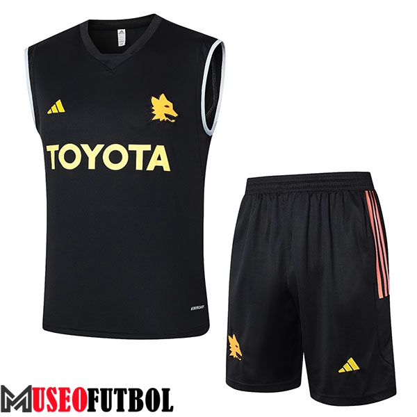 Camiseta Entrenamiento sin mangas + Cortos AS Roma Negro/Amarillo/Naranja 2024/2025