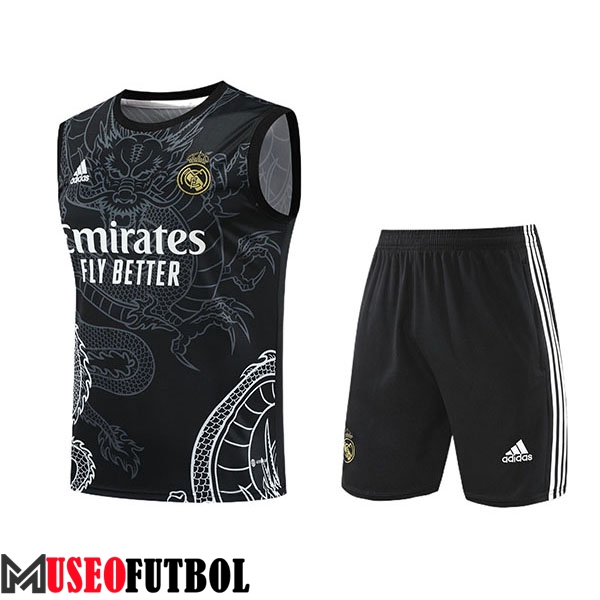 Camiseta Entrenamiento sin mangas + Cortos Real Madrid Negro/Gris/Blanco 2024/2025