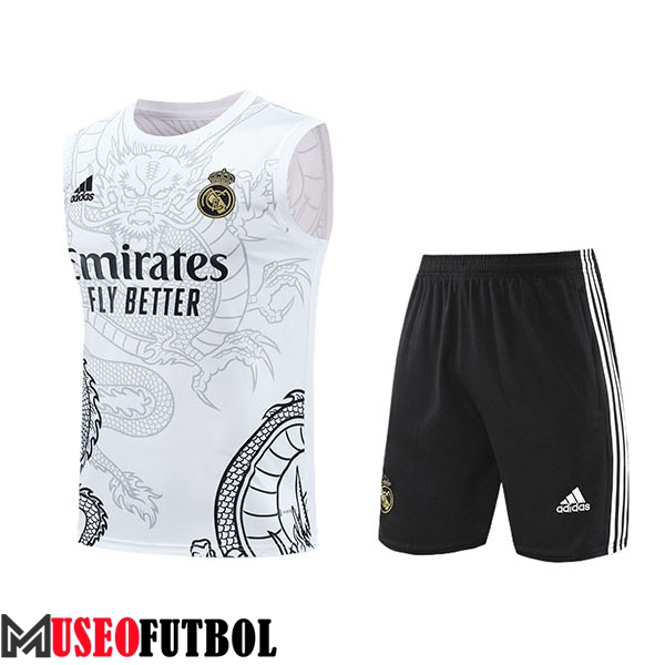 Camiseta Entrenamiento sin mangas + Cortos Real Madrid Blanco/Negro 2024/2025