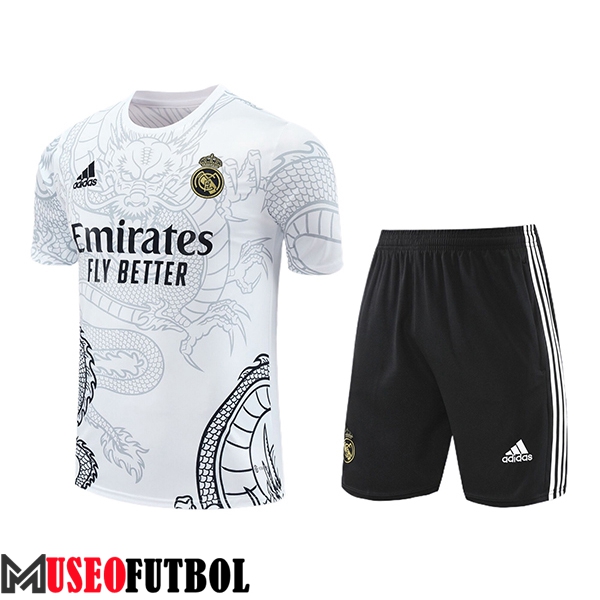 Camiseta Entrenamiento + Cortos Real Madrid Blanco/Negro 2024/2025 -02