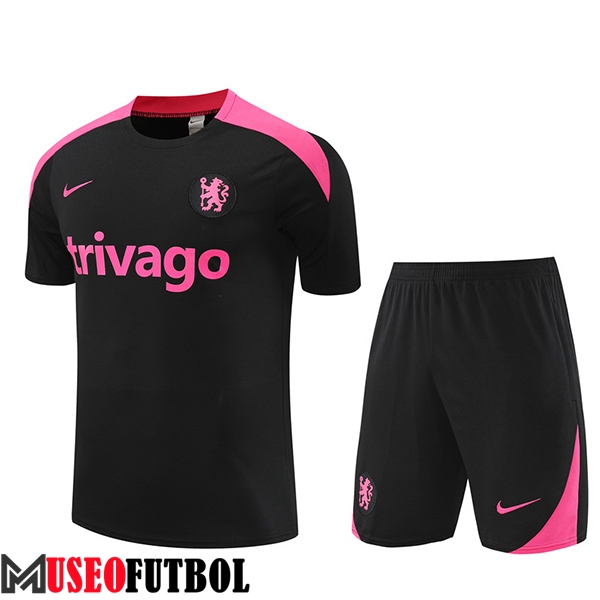 Camiseta Entrenamiento + Cortos FC Chelsea Negro/Rosa 2024/2025