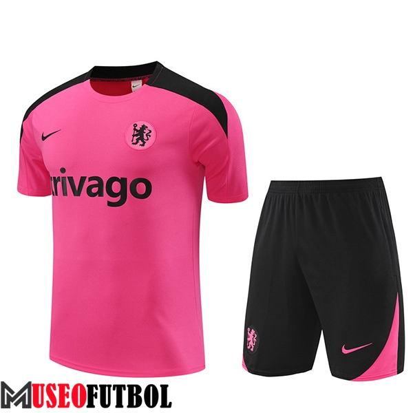 Camiseta Entrenamiento + Cortos FC Chelsea Rosa/Negro 2024/2025