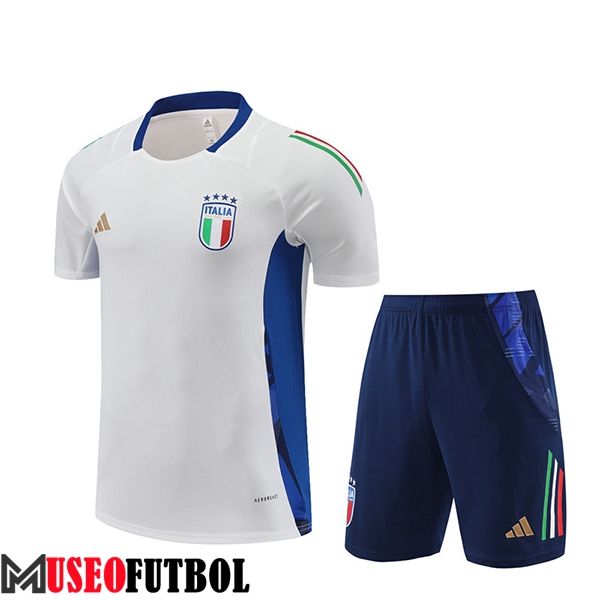 Camiseta Entrenamiento + Cortos Italia Blanco/Azul 2024/2025 -02