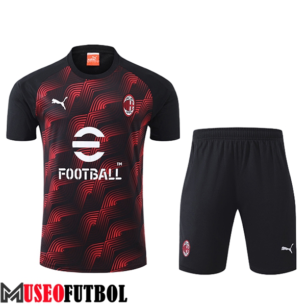 Camiseta Entrenamiento + Cortos AC Milan Negro/Rojo 2024/2025 -02