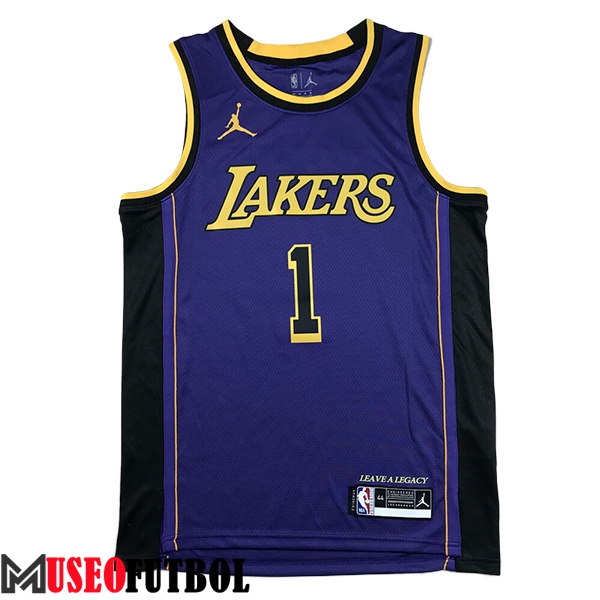 Camisetas De Futbol Los Angeles Lakers (RUSSELL #1) 2024/25 Violeta/Negro/Amarillo -02