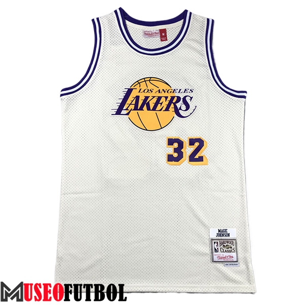 Camisetas De Futbol Los Angeles Lakers (JOHNSON #32) 2024/25 Blanco/Amarillo/Violeta