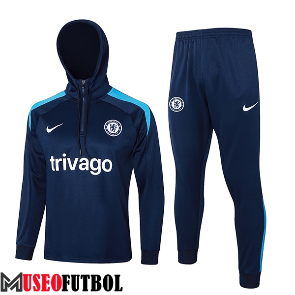 Chaqueta Con Capucha Chandal Rompevientos Chaqueta FC Chelsea Azul Oscuro 2024/2025