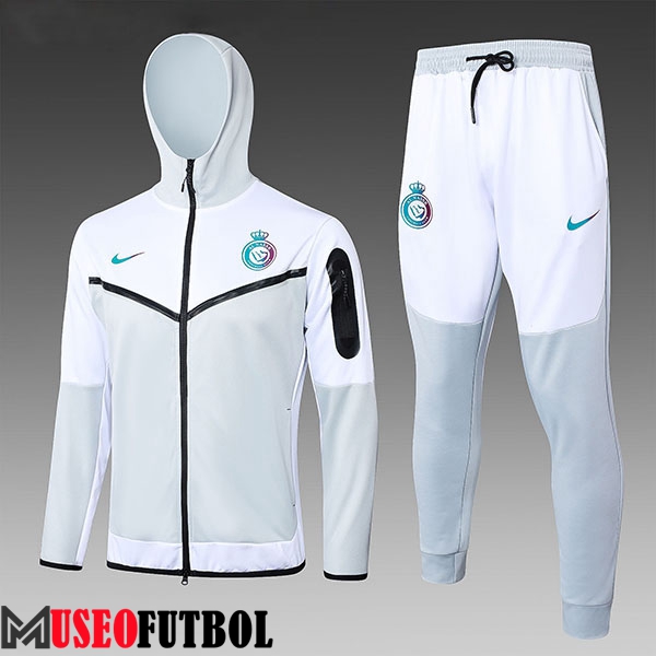 Chaqueta Con Capucha Chandal Rompevientos Chaqueta Al-Nassr FC Ninos Blanco/Gris 2024/2025