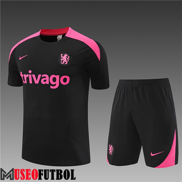 Camiseta Entrenamiento + Cortos FC Chelsea Ninos Negro/Rosa 2024/2025