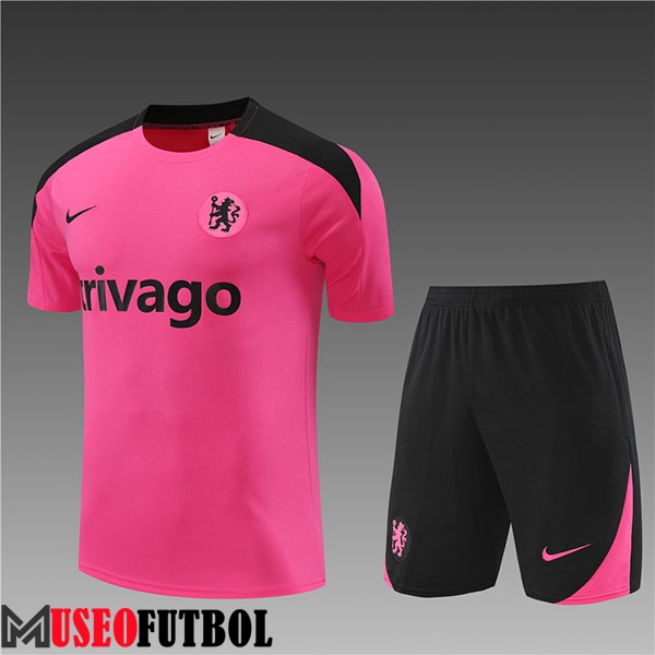 Camiseta Entrenamiento + Cortos FC Chelsea Ninos Rosa/Negro 2024/2025