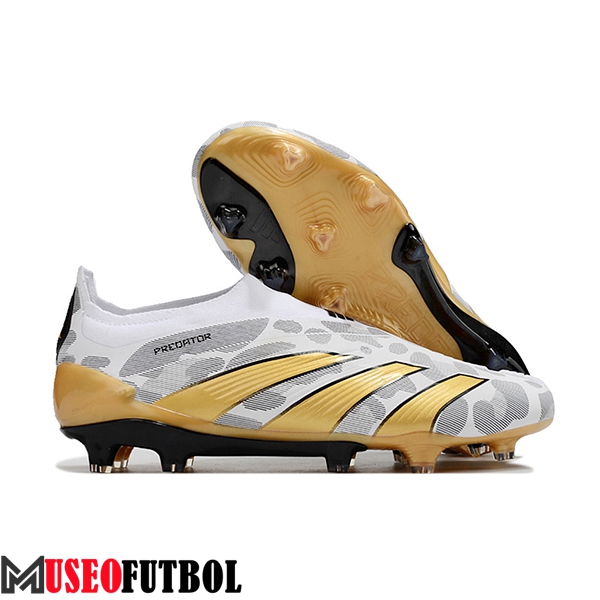 Adidas Botas De Fútbol PREDATOR ELITE LACELESS BOOTS FG Blanco/Gris/Amarillo