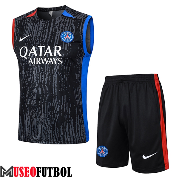 Camiseta Entrenamiento sin mangas PSG Negro/Gris/Rojo/Azul 2024/2025