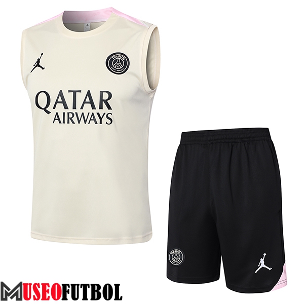 Camiseta Entrenamiento sin mangas PSG Beige/Negro 2024/2025