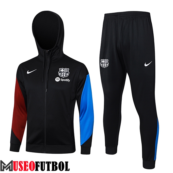 Chaqueta Con Capucha Chandal Rompevientos FC Barcelona Negro/Rojo/Azul 2024/2025