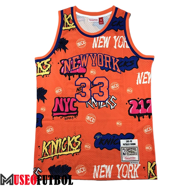 Camisetas NBA New York Knicks (EWING #33) 2024/25 Naranja/Azul/Amarillo