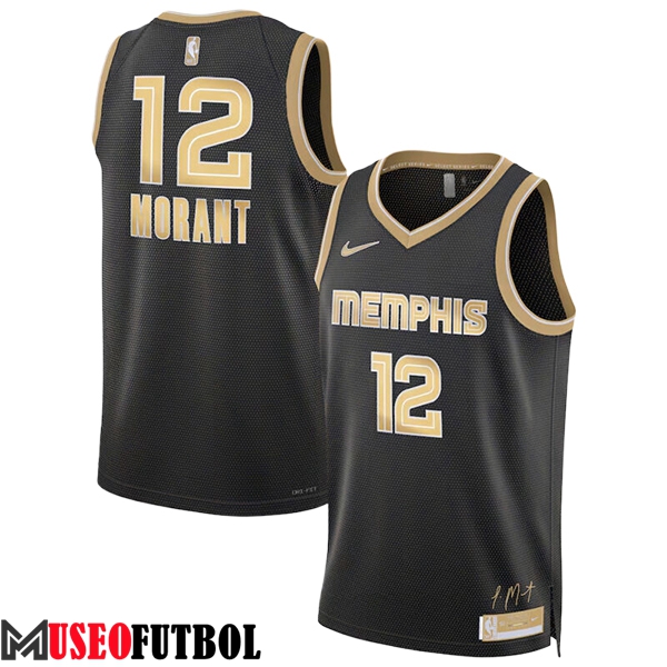 Camisetas NBA Memphis Grizzlies (MORANT #12) 2024/25 Negro/Amarillo