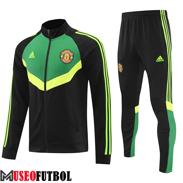 Chandal Equipos De Futbol Chaquetas Manchester United Negro/Verde 2024/2025