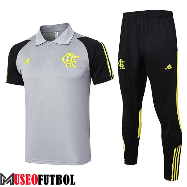 Camiseta Polo Flamengo Gris/Amarillo/Negro 2024/2025