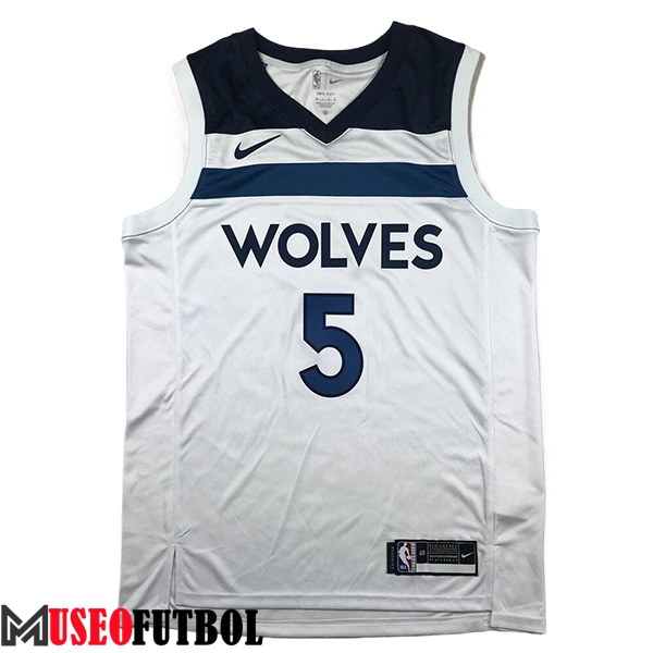 Camisetas NBA Minnesota Timberwolves (EDWARDS #5) 2024/25 Blanco/Azul -02