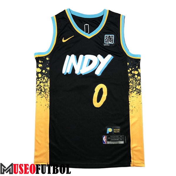 Camisetas NBA Indiana Pacers (HALIBURTON #0) 2024/25 Negro/Amarillo -03