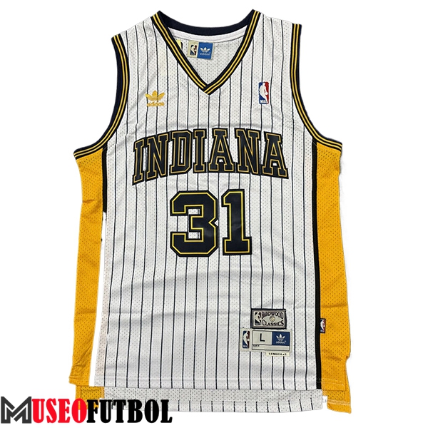 Camisetas NBA Indiana Pacers (MILLER #31) 2024/25 Blanco/Negro/Amarillo -02