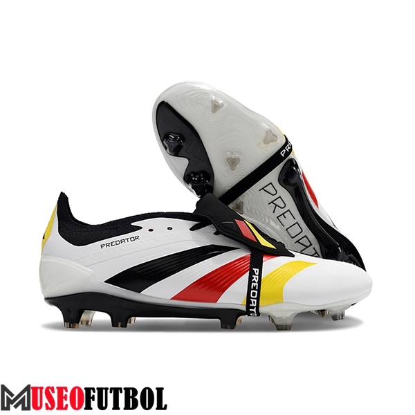 Adidas Botas De Fútbol Predator Elite Tongue FG Blanco/Negro/Amarillo/Rojo