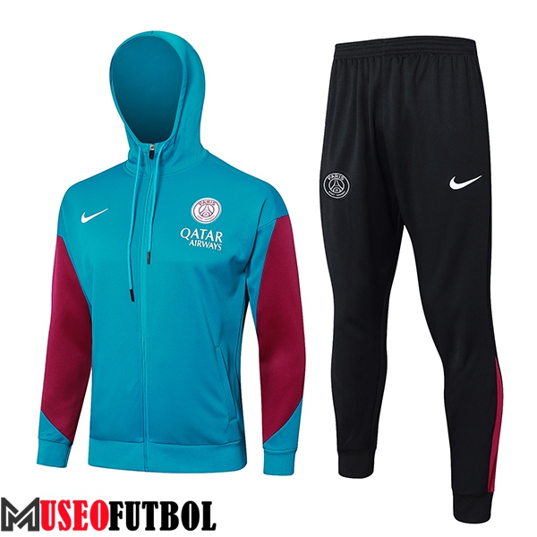 Chaqueta Con Capucha Chandal Rompevientos PSG Verde/Rojo 2024/2025