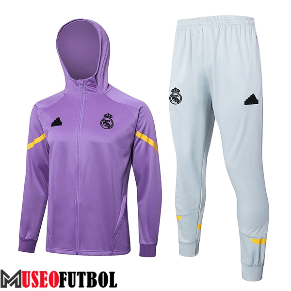 Chaqueta Con Capucha Chandal Rompevientos Real Madrid Violeta/Amarillo 2024/2025