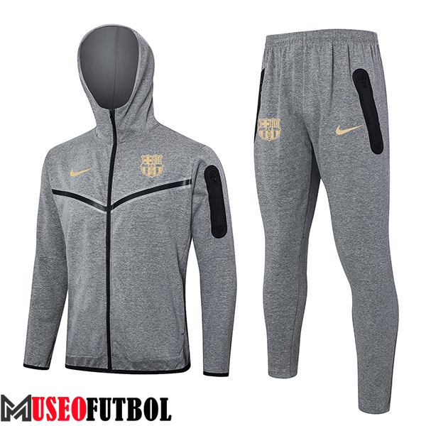 Chaqueta Con Capucha Chandal Rompevientos FC Barcelona Gris 2024/2025