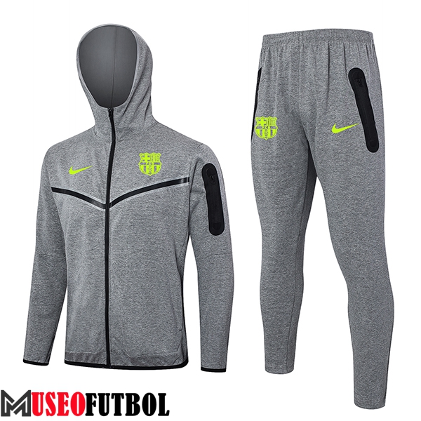 Chaqueta Con Capucha Chandal Rompevientos FC Barcelona Gris 2024/2025 -02