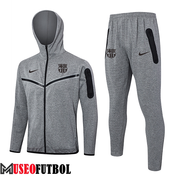 Chaqueta Con Capucha Chandal Rompevientos FC Barcelona Gris 2024/2025 -03