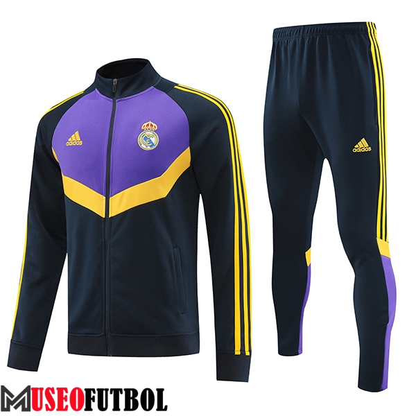 Chandal Equipos De Futbol Chaquetas Real Madrid Negro/Violeta/Amarillo 2024/2025