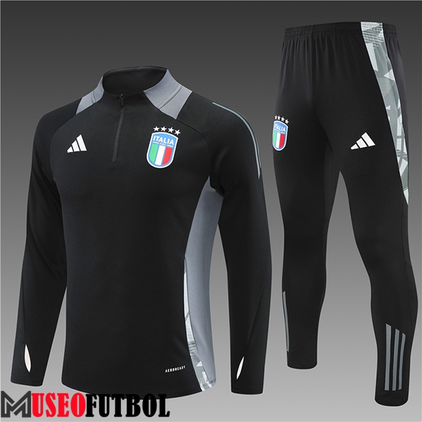 Chandal Equipos De Futbol Italia Ninos Negro/Gris 2024/2025