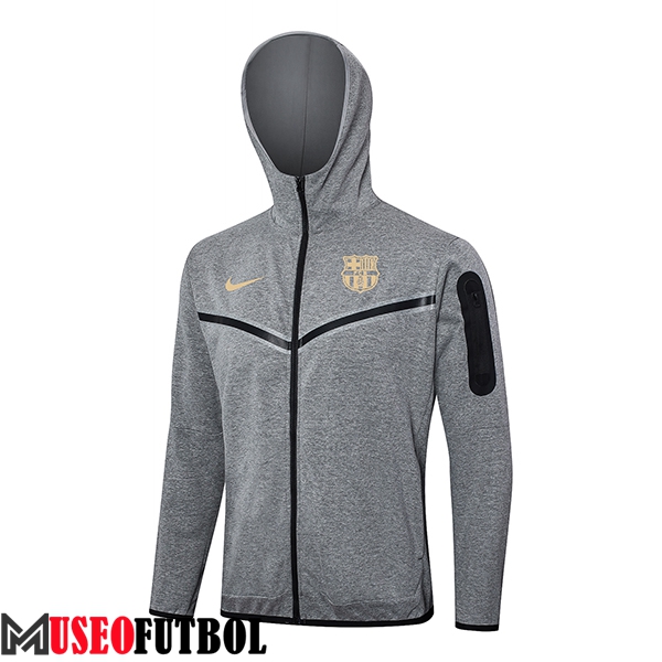 Chaqueta Con Capucha FC Barcelona Gris 2024/2025