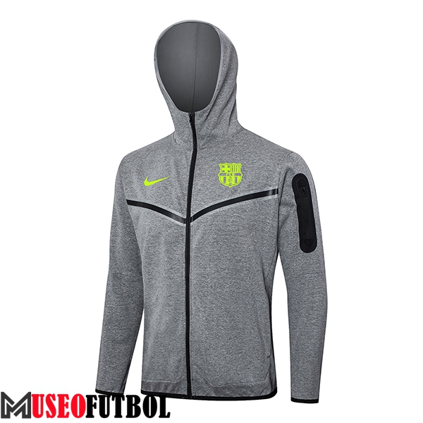 Chaqueta Con Capucha FC Barcelona Gris 2024/2025 -02