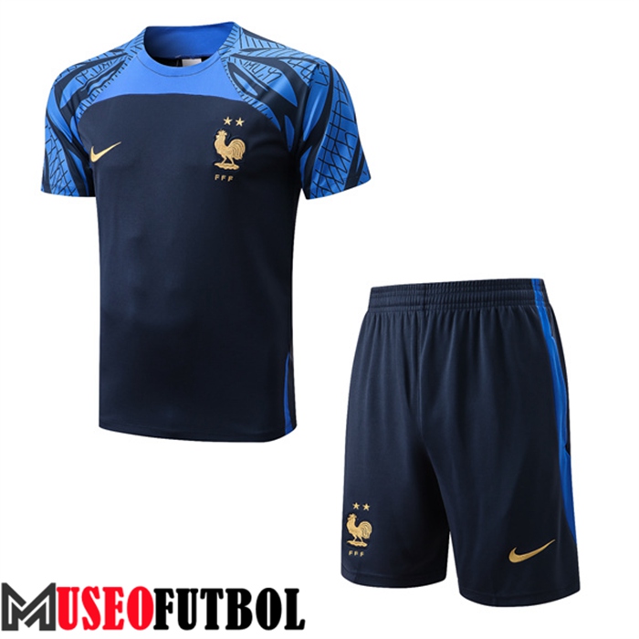 Camiseta Entrenamiento Francia + Cortos Azul Marin 2022/2023