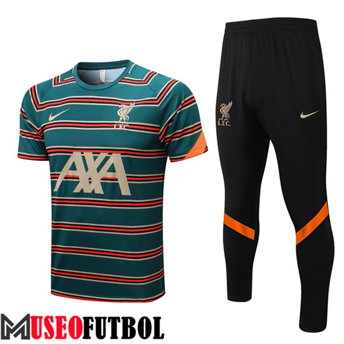 Camiseta Entrenamiento FC Liverpool + Pantalones Verde/Rojo 2022/2023