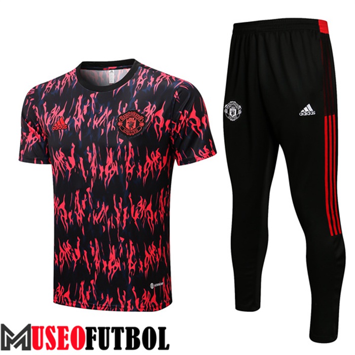 Camiseta Entrenamiento Manchester United + Pantalones Negro/Rojo 2022/2023