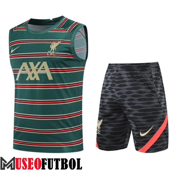 Camiseta Entrenamiento Sin mangas + Cortos FC Liverpool Verde/Rojo 2022/2023