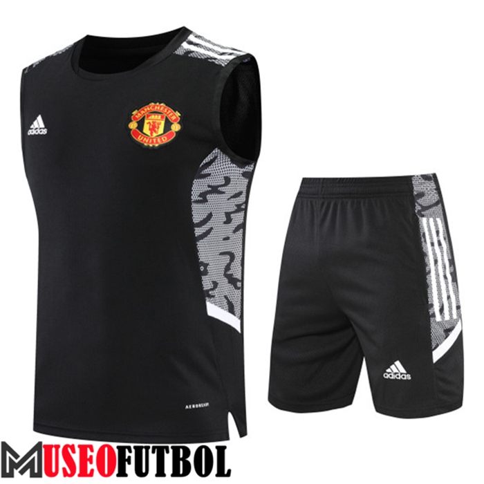 Camiseta Entrenamiento Sin mangas + Cortos Manchester United Negro/Gris 2022/2023